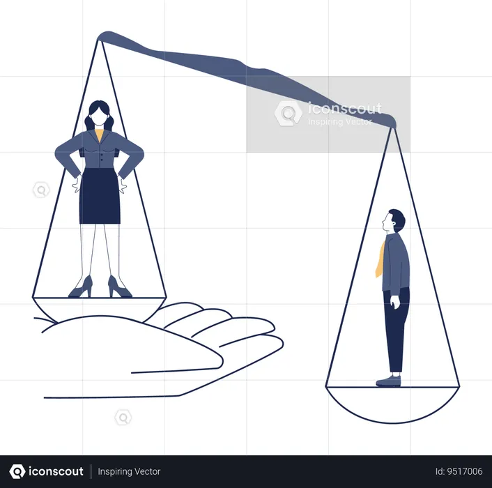 Gender inequality in office  Illustration