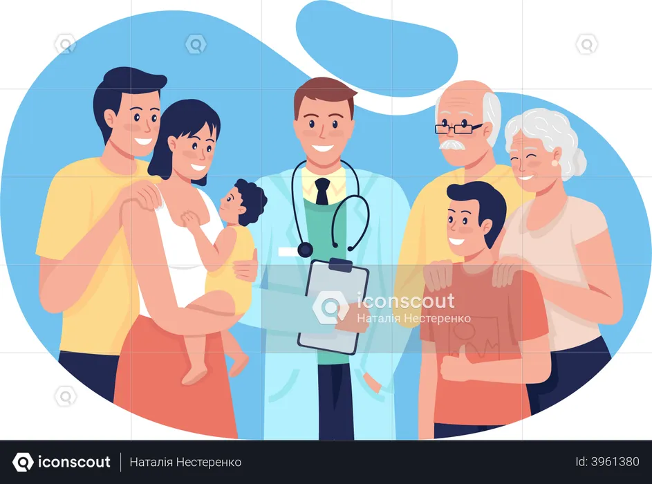 General medical treatment for people all ages  Illustration