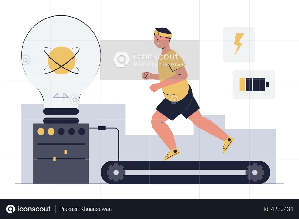 Generating electricity using treadmill  Illustration