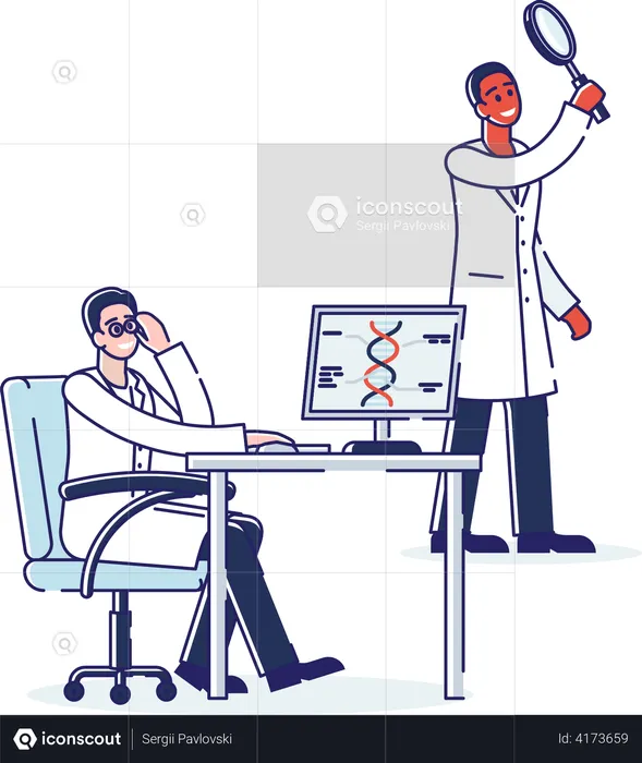 Genetical Engineer working on an research  Illustration