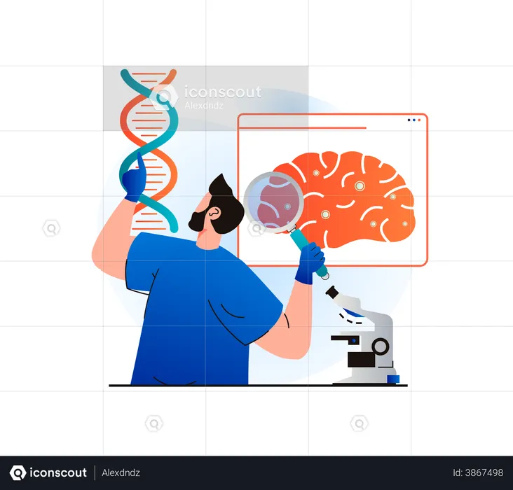 Genetiker forscht an der DNA des Gehirns  Illustration