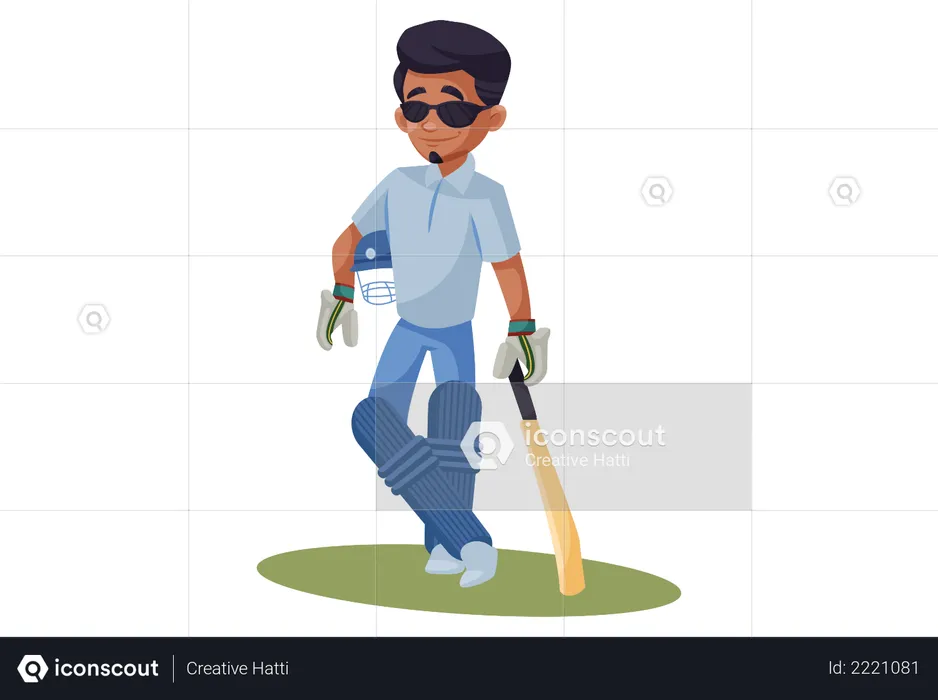 Genial bateador de cricket indio  Ilustración
