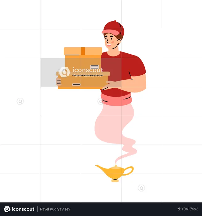 Genie delivery man  Illustration