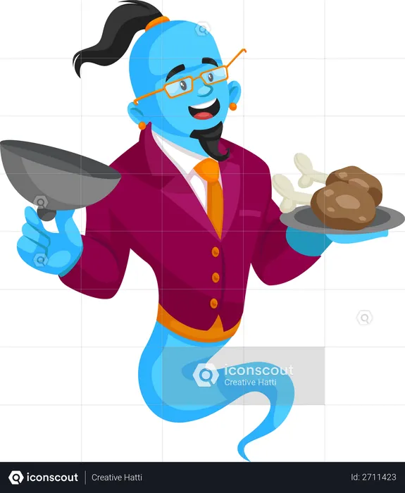 Genie holding dish  Illustration