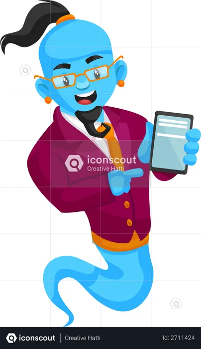 Genie showing mobile  Illustration