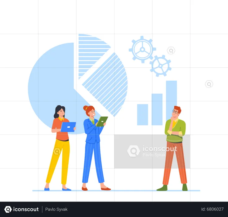 Gens d'affaires effectuant des recherches commerciales  Illustration