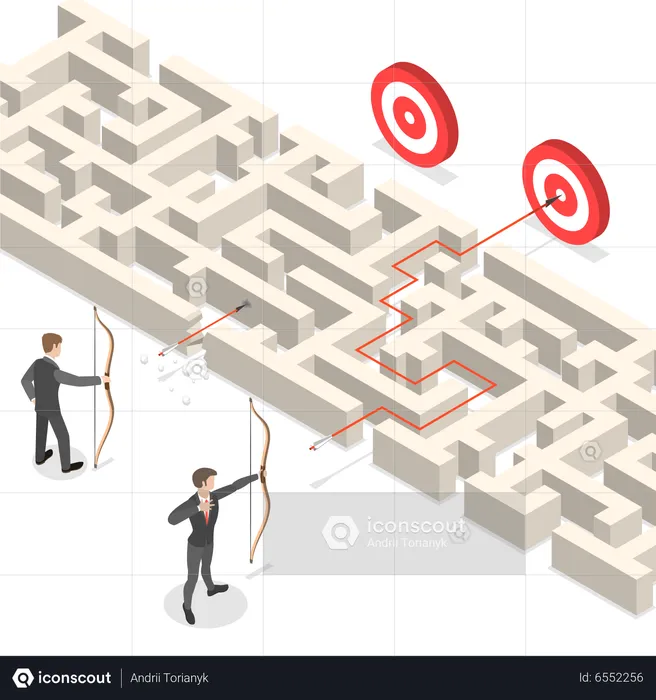 Gens d'affaires faisant des réalisations et des stratégies marketing  Illustration