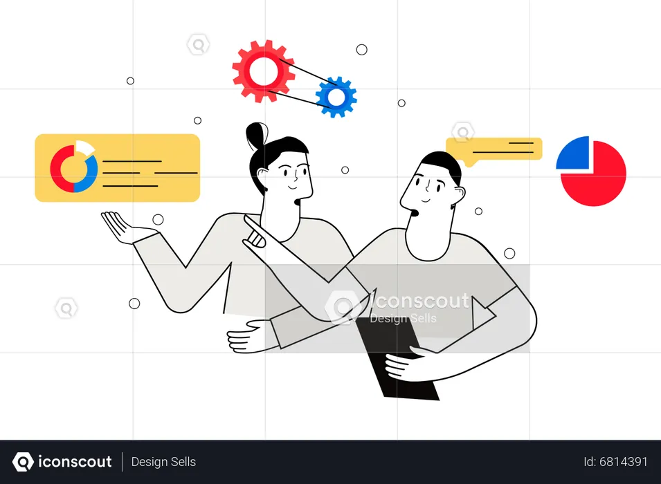 Gens d'affaires travaillant sur l'analyse  Illustration