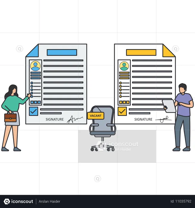 Des hommes d'affaires vérifient le CV des employés  Illustration