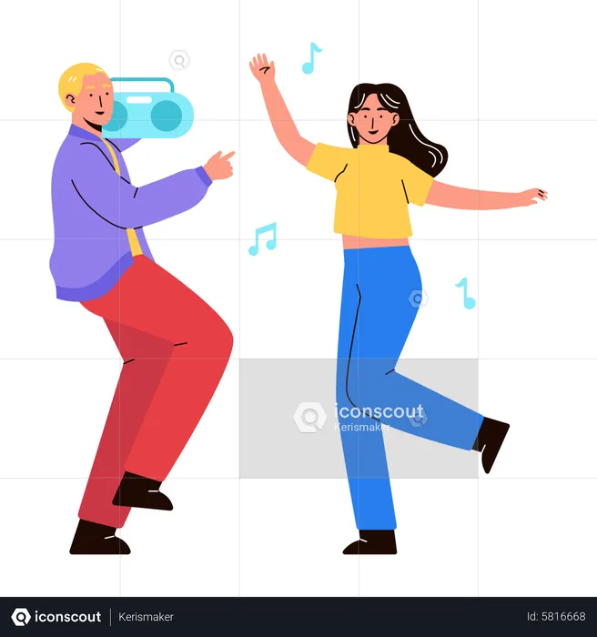 Gente bailando en fiesta  Ilustración