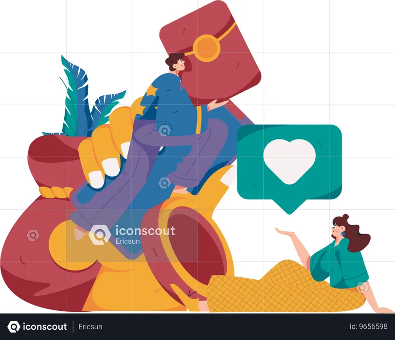 Gente comprando en la tienda digital  Ilustración
