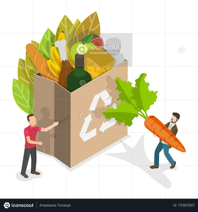 Gente comprando verduras  Ilustración