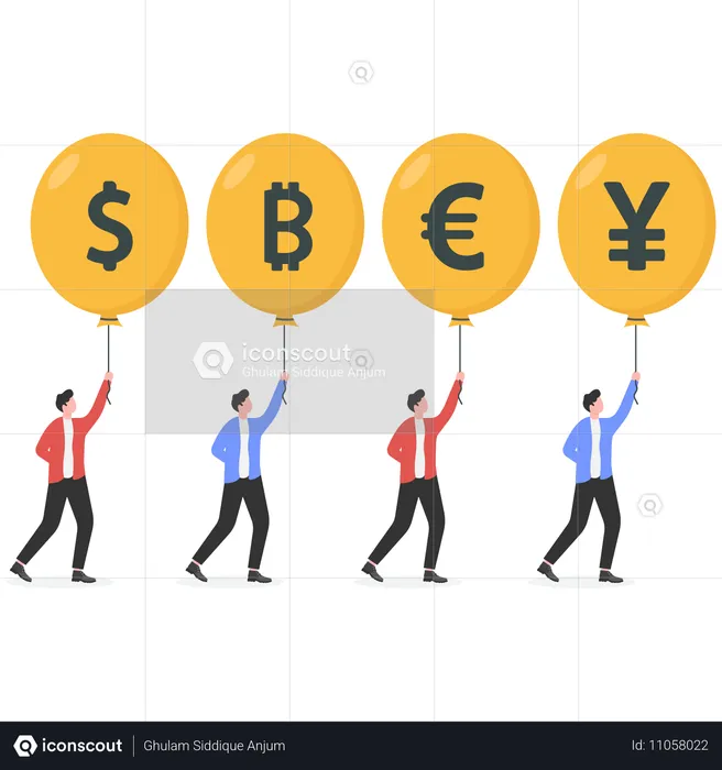 Gente de negocios de pie con dinero  Ilustración