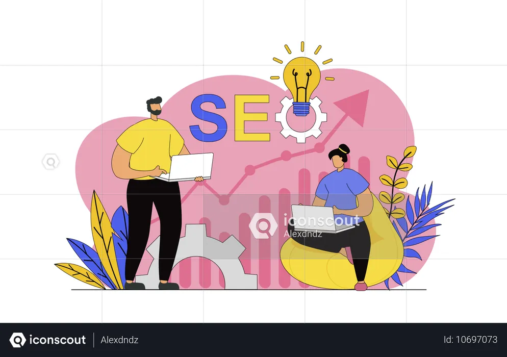 Gente de negocios haciendo optimización de sep  Ilustración