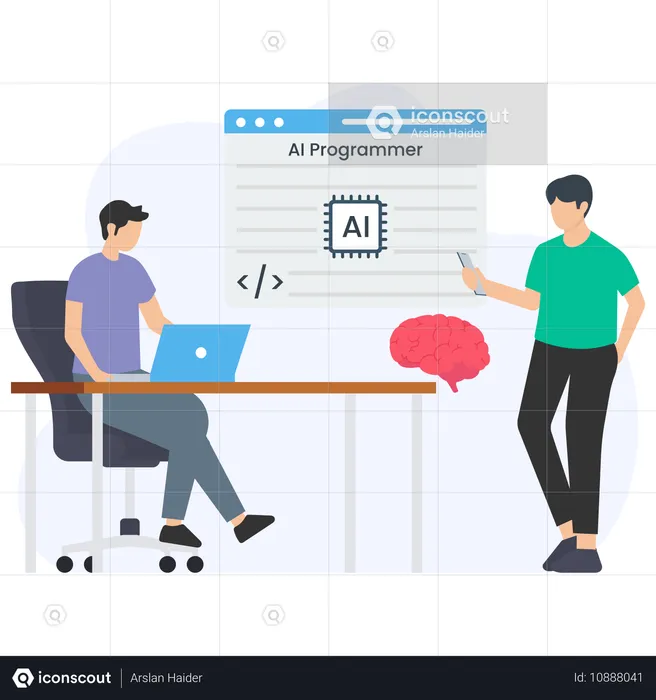 Gente de negocios trabajando en programación de inteligencia artificial  Ilustración