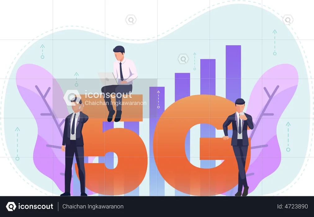 Los empresarios utilizan Internet 5G  Ilustración