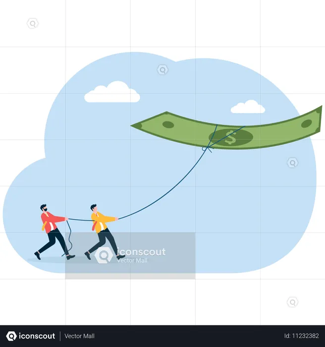 Gente de negocios volando dinero  Ilustración