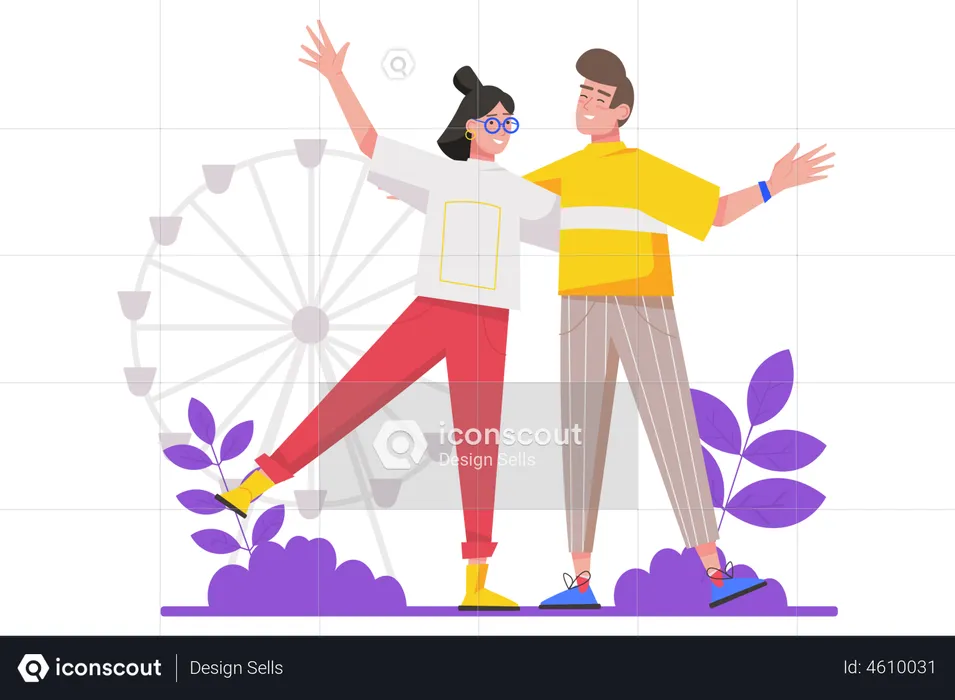 Gente feliz de pie juntos  Ilustración