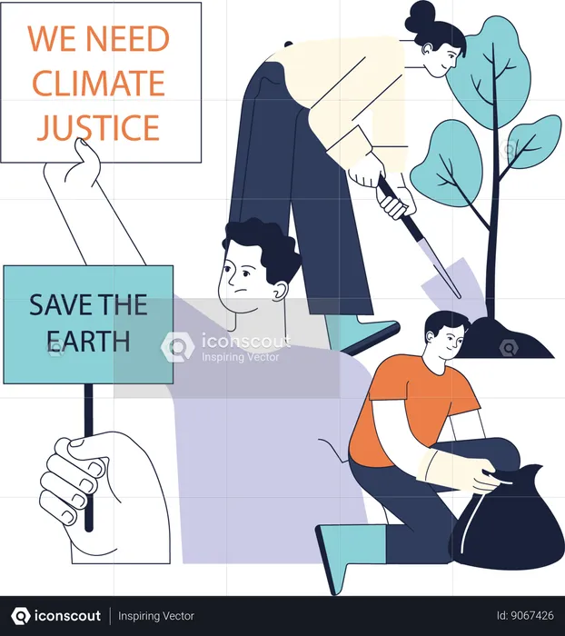 La gente protesta por la justicia climática  Ilustración