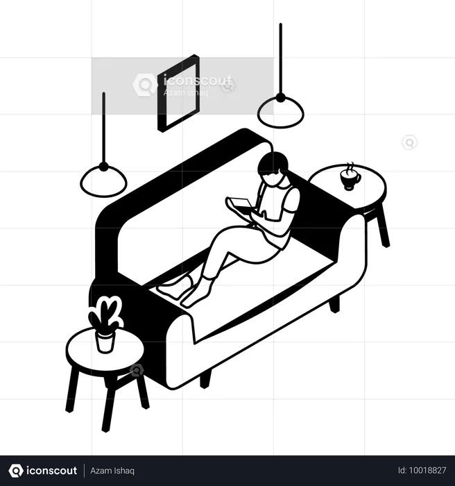 Gentleman engrossed in book while savouring cup of coffee  Illustration