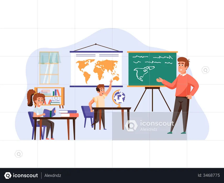 Geographie Unterricht  Illustration