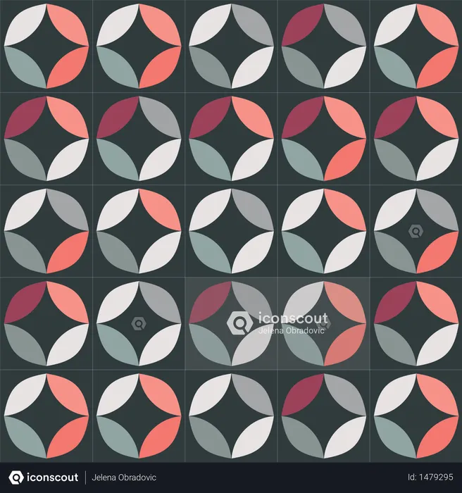 Geometric seamless pattern with colorful circles in retro design  Illustration