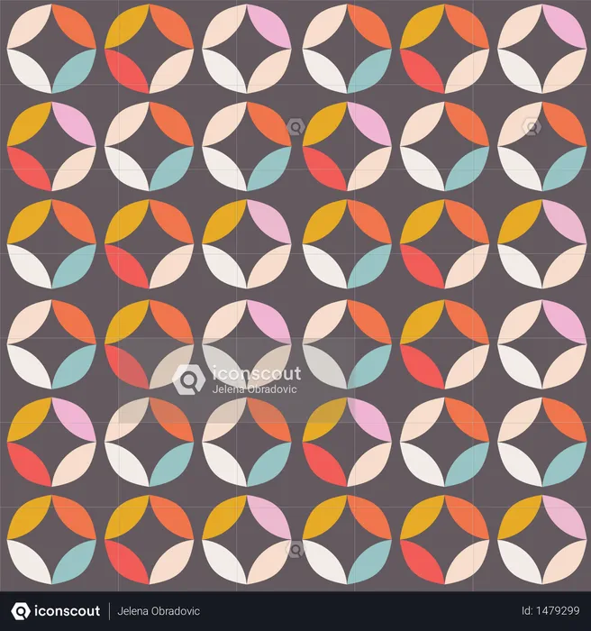 Geometric seamless pattern with colorful circles in retro design  Illustration