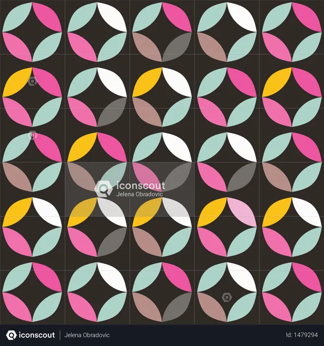 Geometric seamless pattern with colorful circles in retro design  Illustration