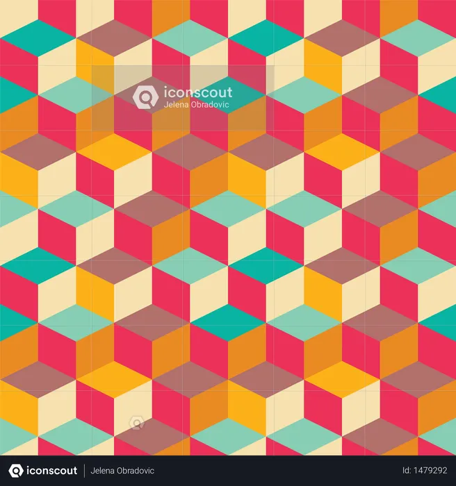 Geometric seamless pattern with colorful squares in retro design  Illustration