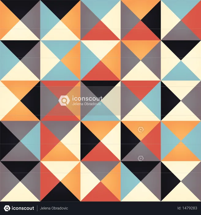 Geometric seamless pattern with colorful triangles in retro design  Illustration