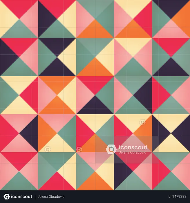 Geometric seamless pattern with colorful triangles in retro design  Illustration