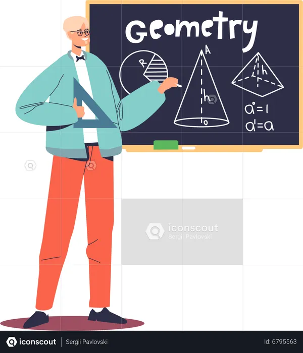 Geometry teacher explain math lesson  Illustration
