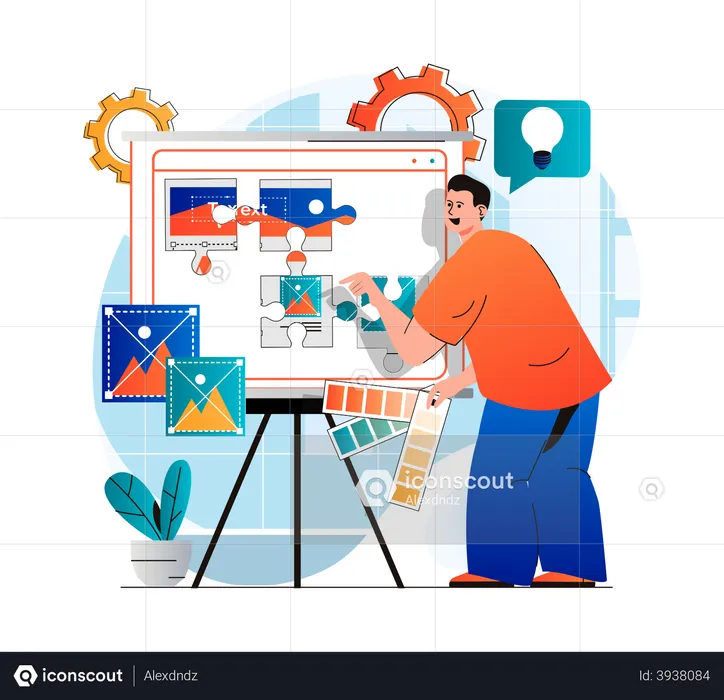 Gerenciador de conteúdo trabalhando na postagem  Ilustração