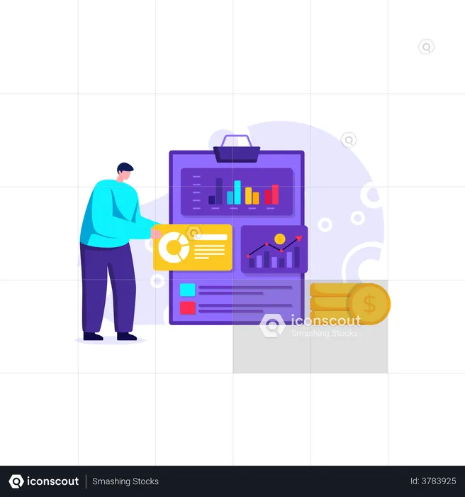 Gerenciando a posição financeira por meio de análise de dados  Ilustração