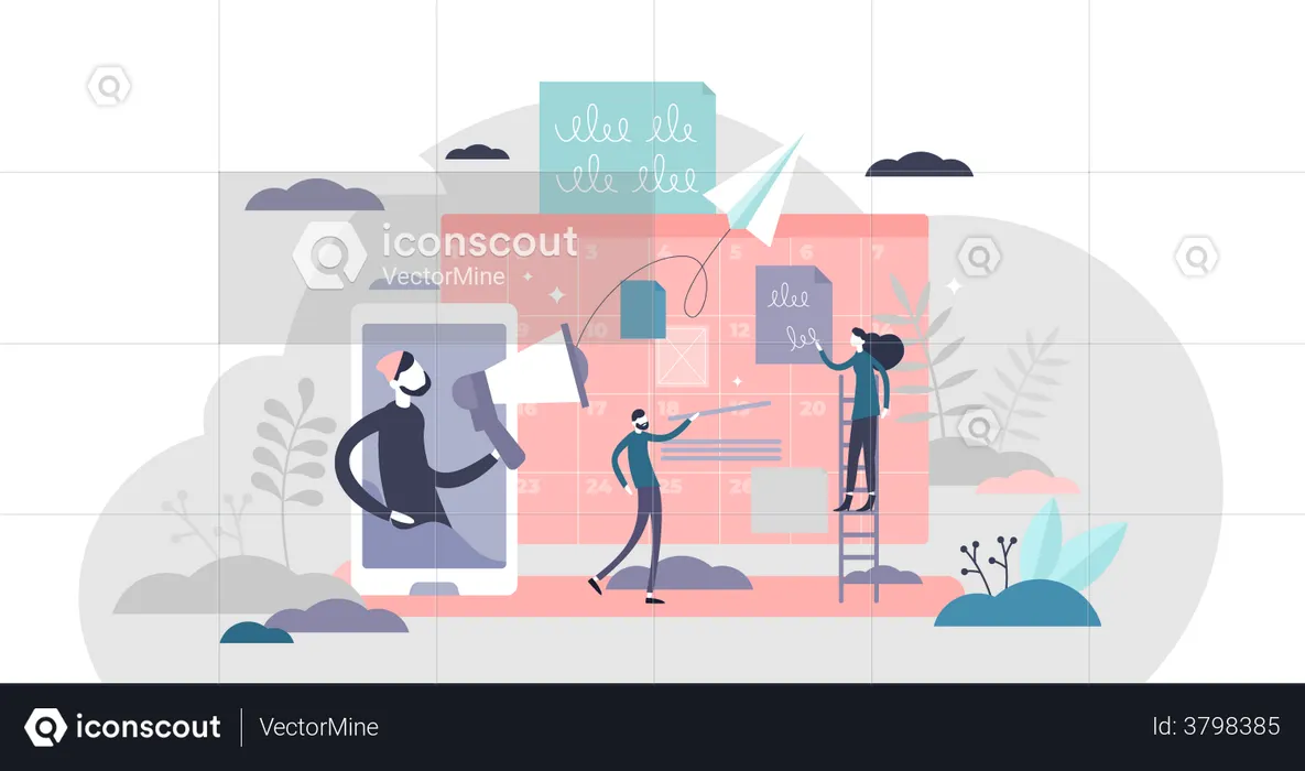 Gerenciamento de tarefas de marketing  Ilustração