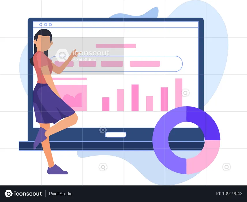 Gerente analisando SEO Analytics  Ilustração