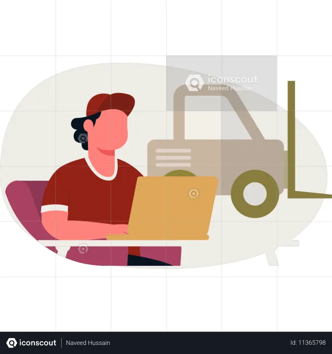 Gerente de armazém mantendo registros de remessa  Ilustração