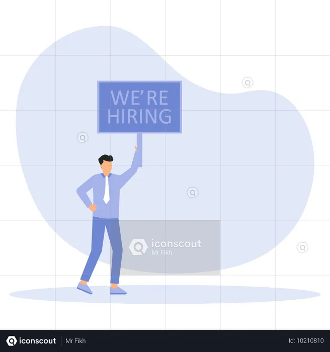 Gerente de RH fazendo anúncio de recrutamento  Ilustração