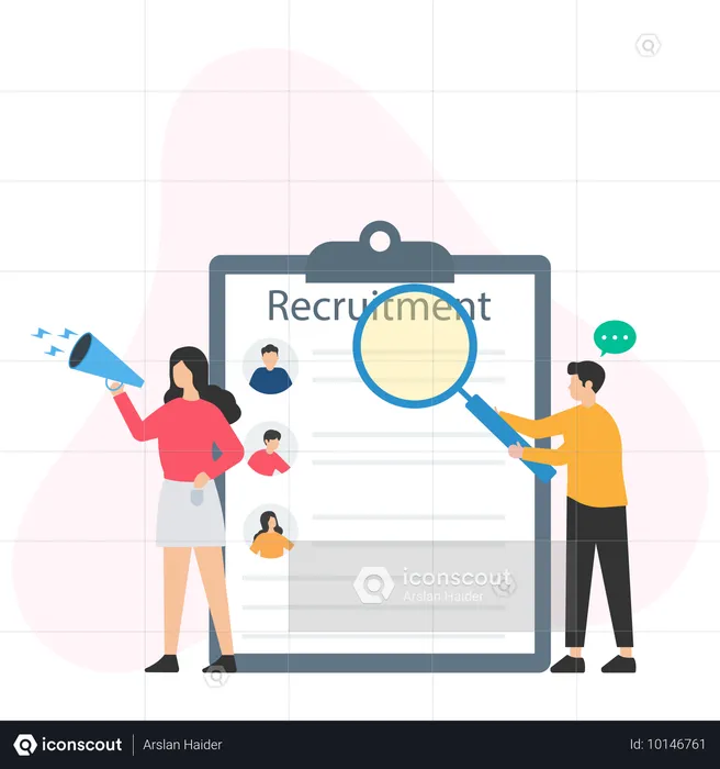 Gerente de RH fazendo recrutamento  Ilustração