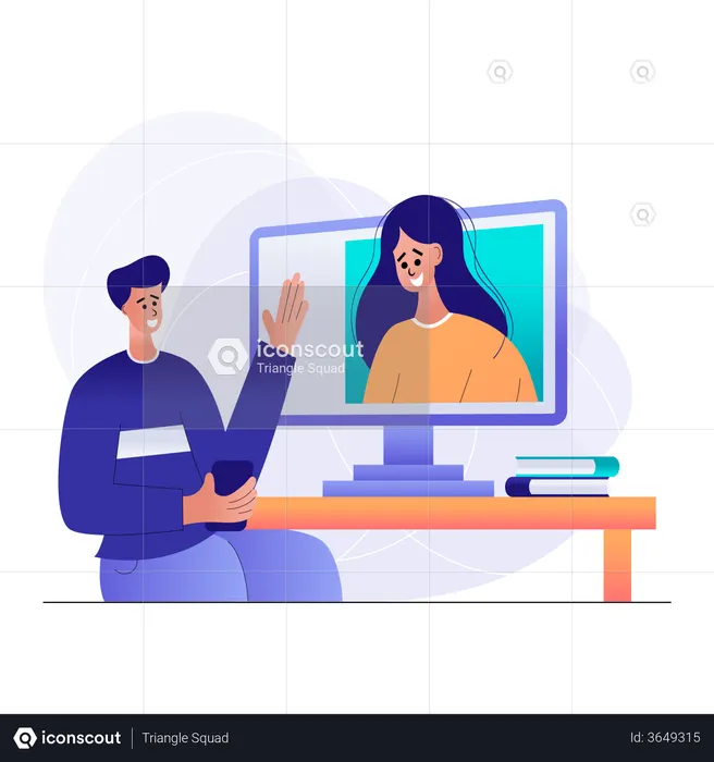 Gerente fazendo reunião on-line com funcionária  Ilustração