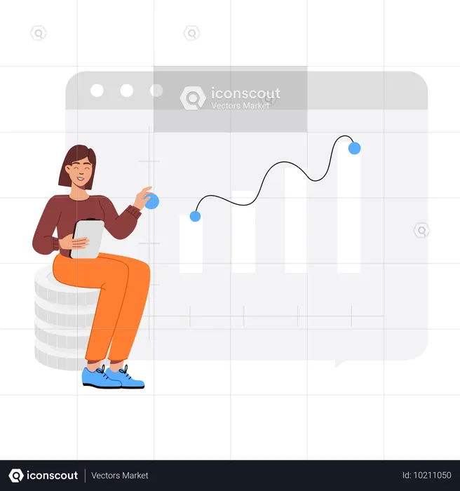 Gerente financiero analizando gráfico financiero  Ilustración