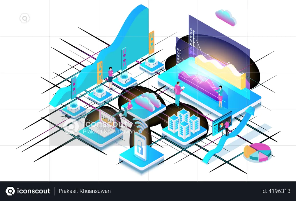 Geschäftsanalyse durch Cloud-Computing-Technologie  Illustration