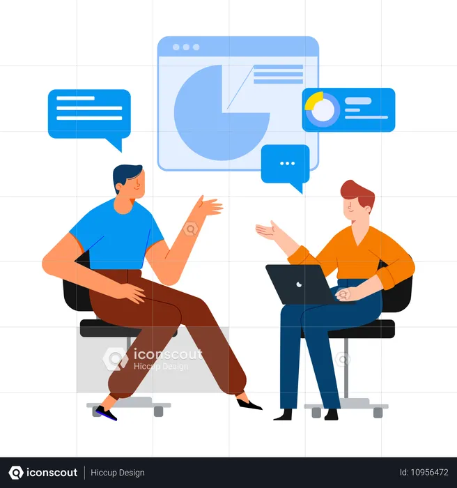 Geschäftsdiskussion mit Datenanalyse  Illustration