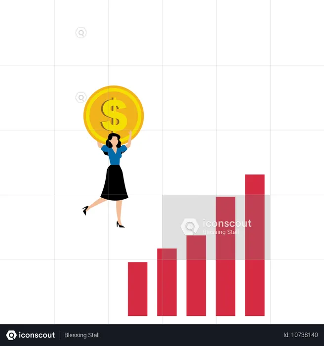 Geschäftsfrau analysiert Markttrends  Illustration