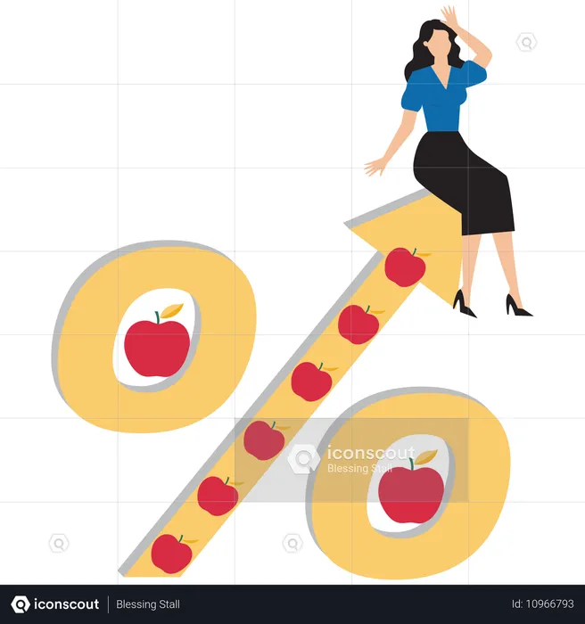 Geschäftsfrau arbeitet an Preisinflation  Illustration