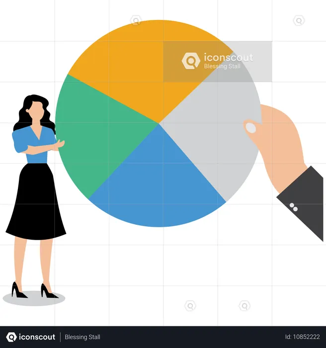 Geschäftsfrau arbeitet an einem Kreisdiagramm  Illustration