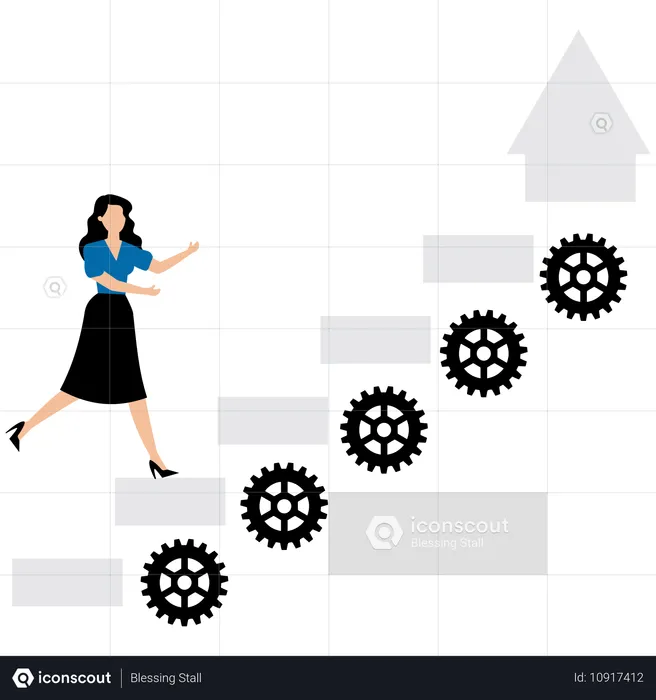 Geschäftsfrau, die im Geschäftsumfeld arbeitet  Illustration