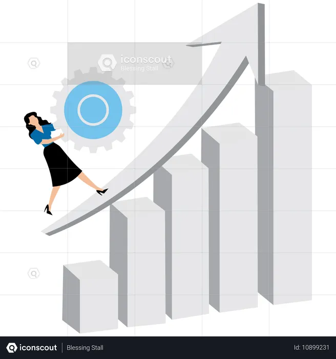 Geschäftsfrau, die im Geschäftsumfeld arbeitet  Illustration