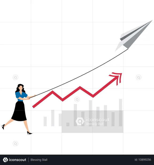 Geschäftsfrau arbeitet an innovativen Strategien  Illustration
