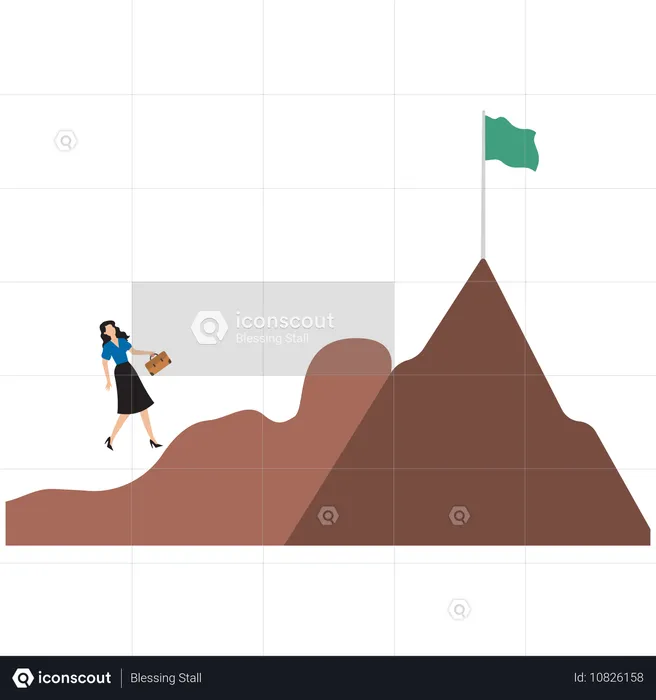 Geschäftsfrau, die Berge besteigt, hat Erfolg  Illustration